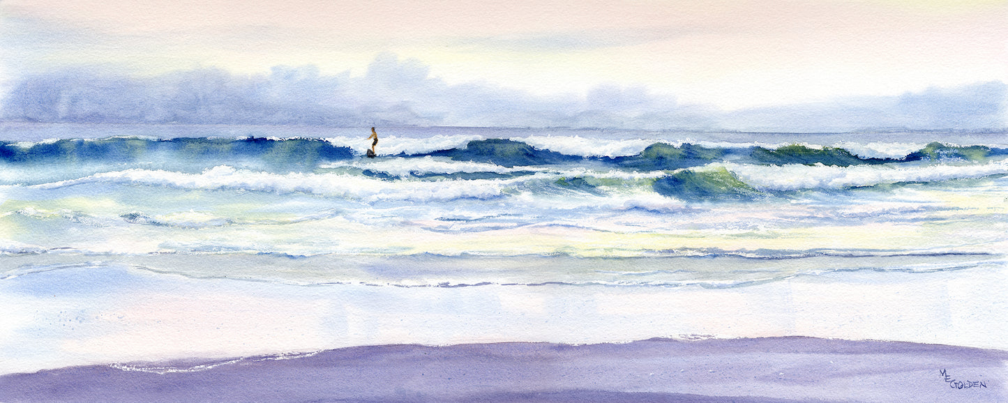 Riding Out the Storm waves and surfer Giclée Print