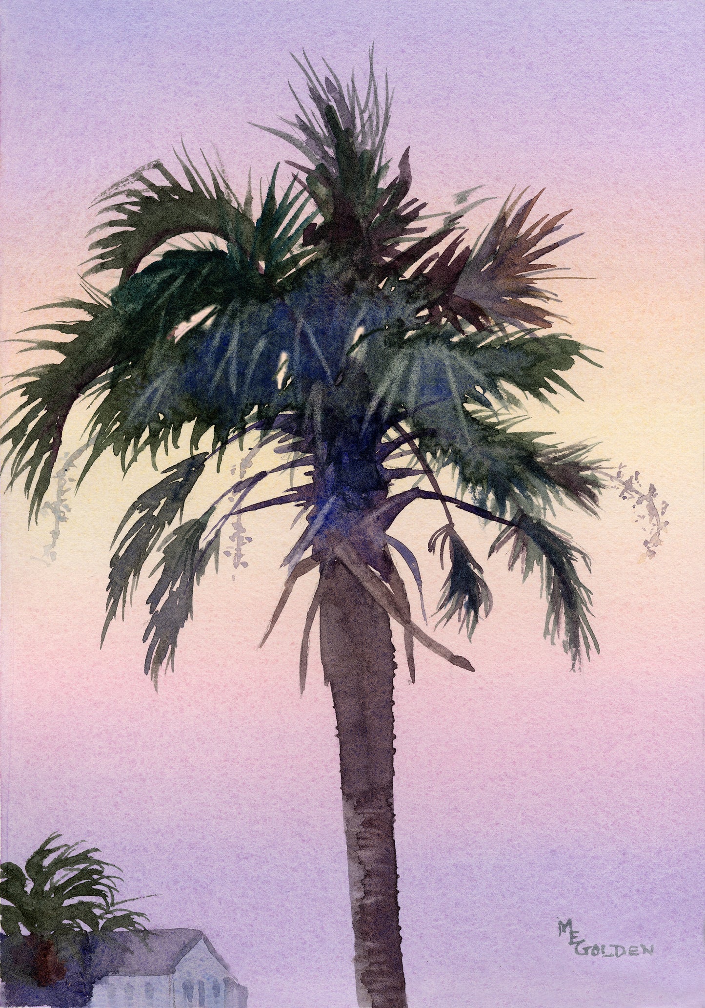 Sunrise Palm tree silhouetted against the sky Giclée Print