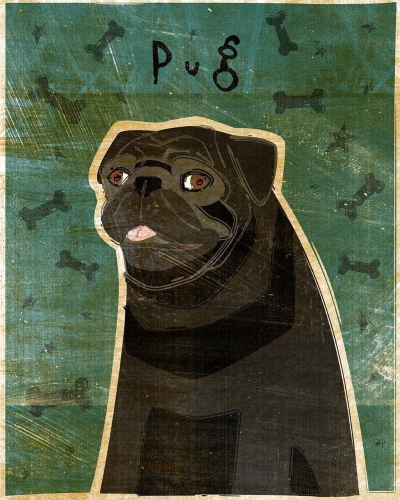 Pug - Black - Print