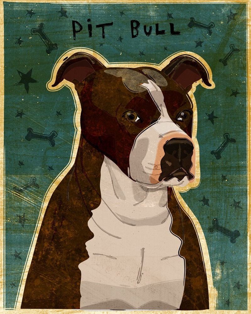 American Pit Bull Terrier - Brindle and White - Print