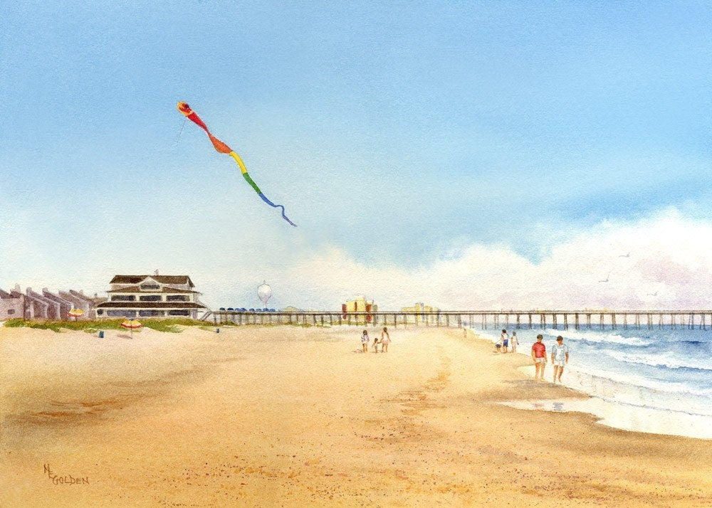 Cloud Surfing with Kites by the Ocean at Wrightsville Beach Giclée Print