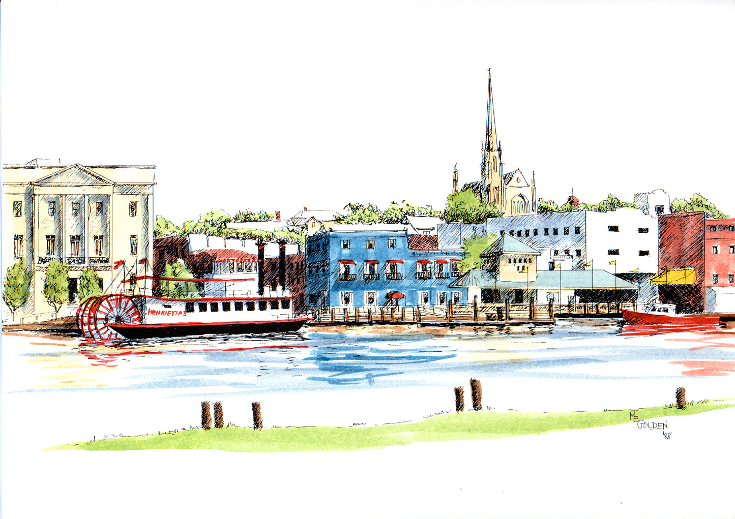 Riverboat Landing Giclée Print