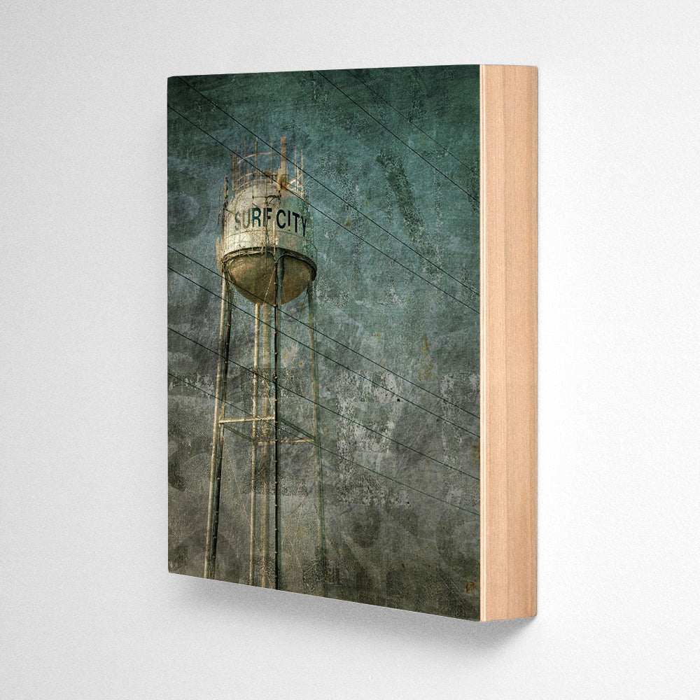 Surf City Water Tower Photograph Art Block or Box