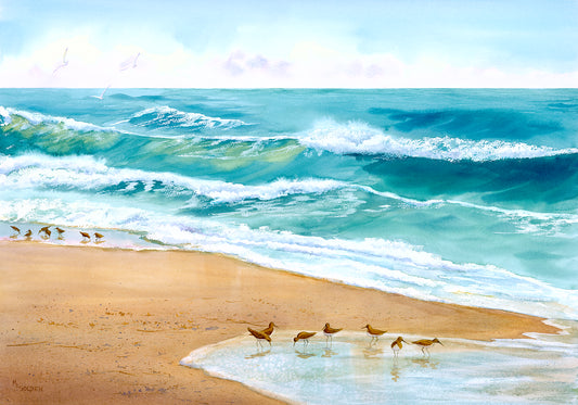 Wave with Sandpipers Giclée Print