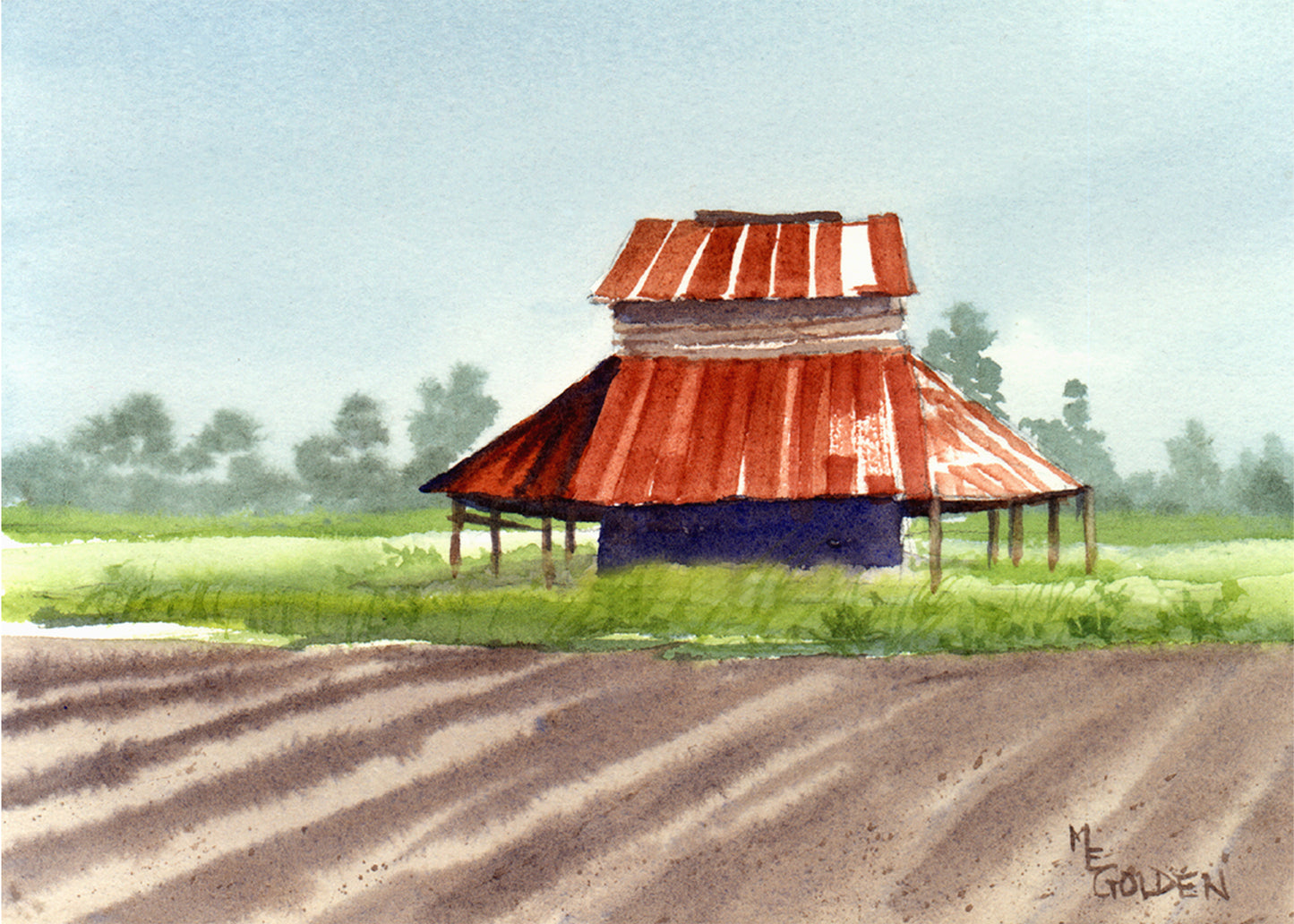 Barn with Field Giclée Print