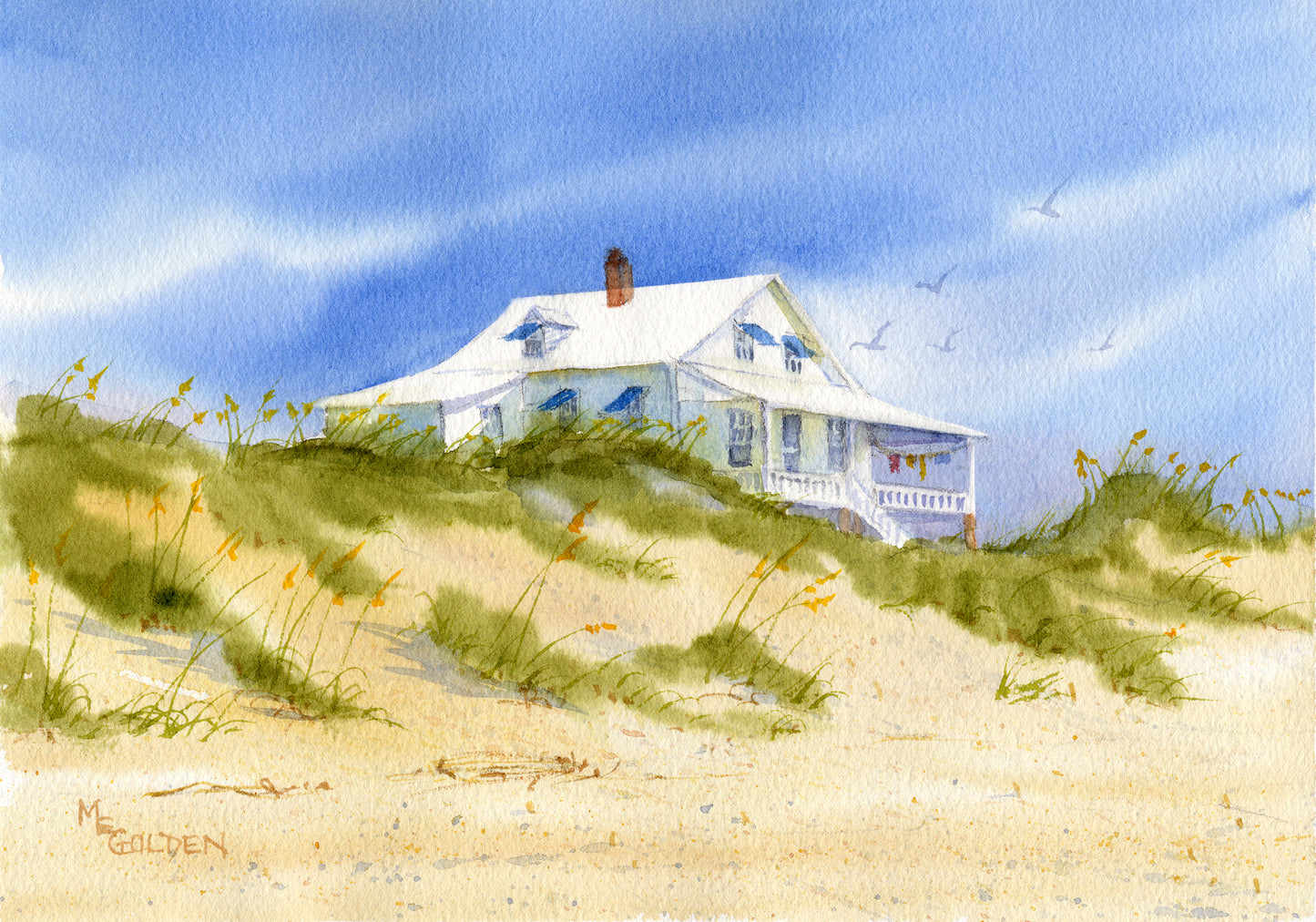 Sunwashed Pawley's Island Beach Cottage Giclée Print