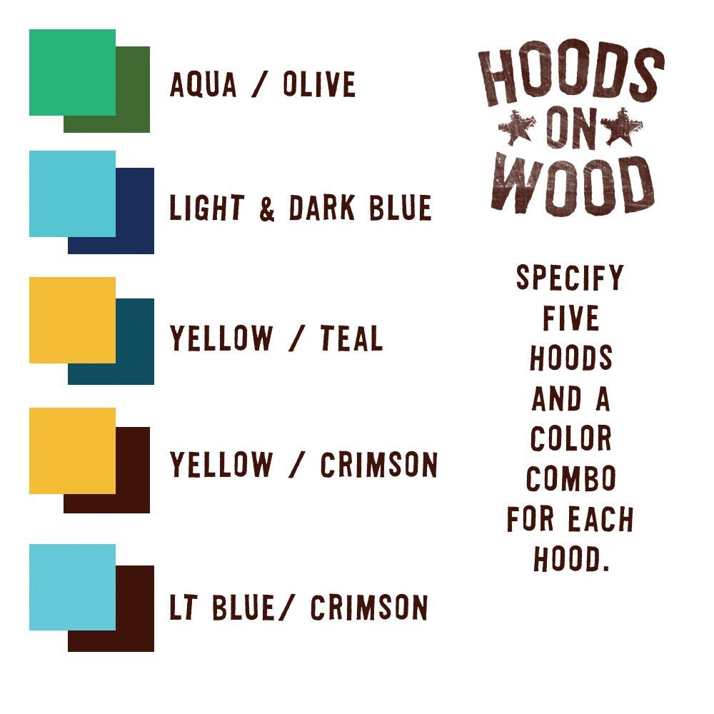 Washington DC Hoods on Wood - Five Art Block Set - Pick the Hoods