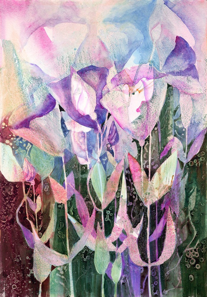 Spring Dance Abstract Floral giclee print from original watercolor