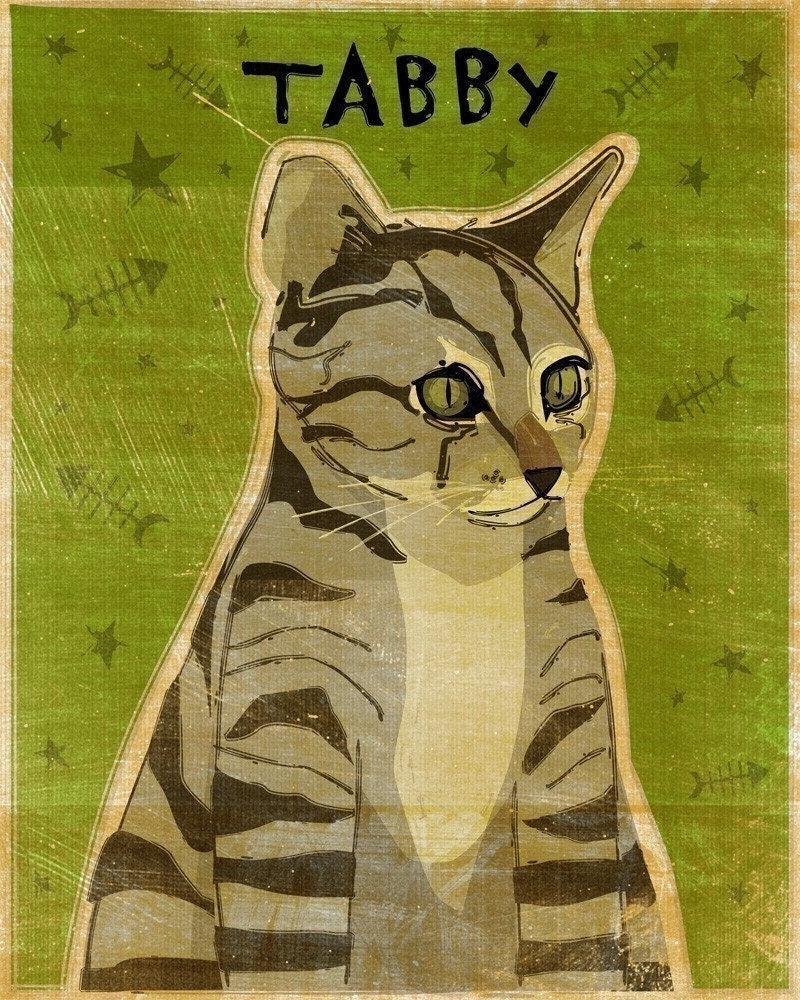 Tabby - Gray - Cat Print