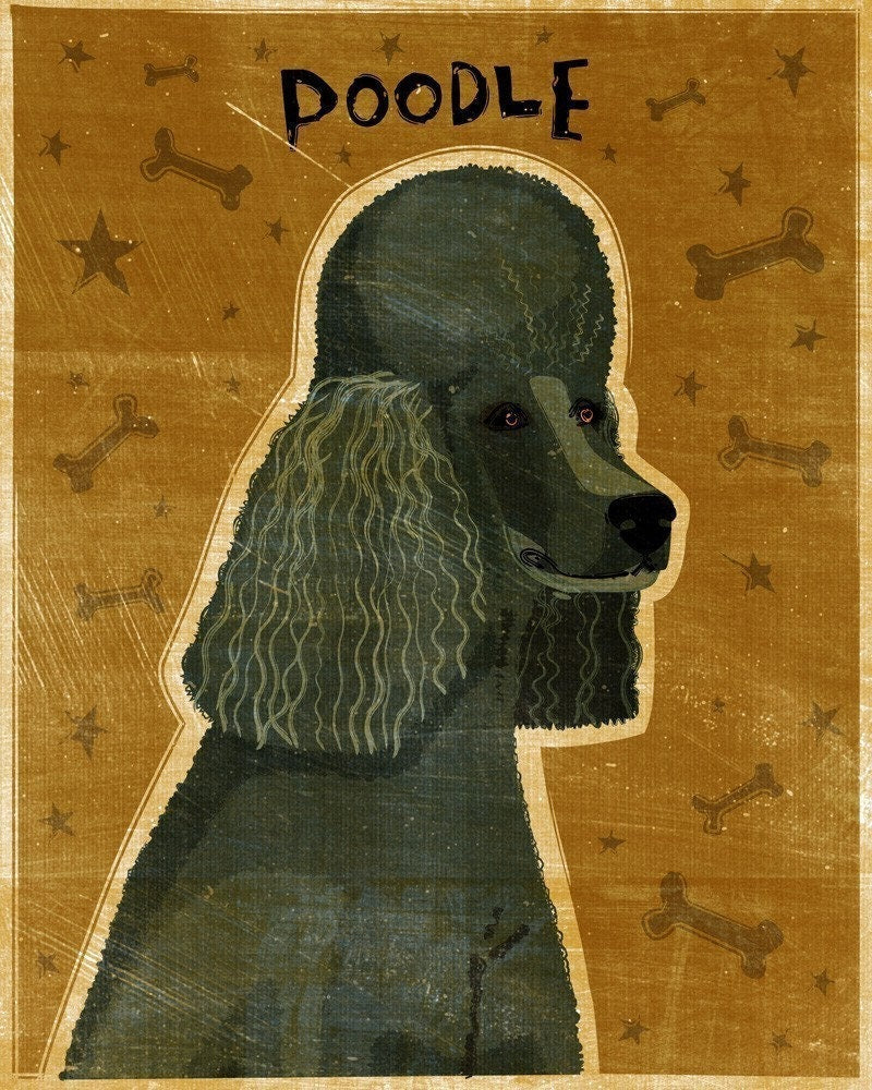 Poodle - Black - Print