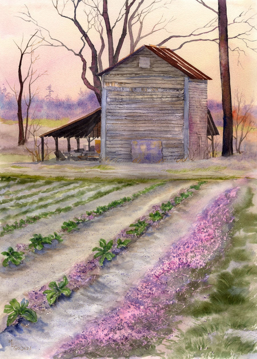 Rose Hill Barn in Winter Twilight Giclée Print