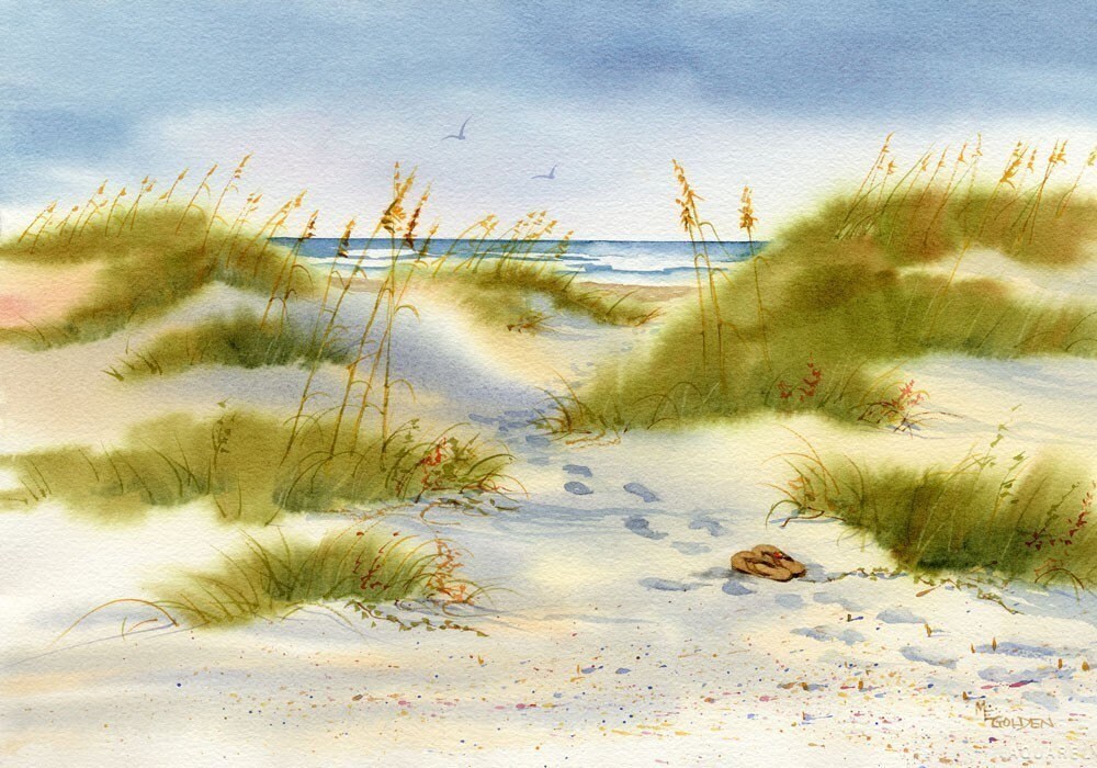 Moment of Peace Beach Print from watercolor painting
